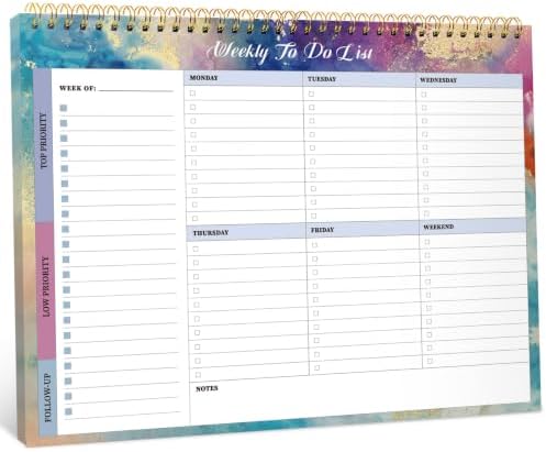 Taja Weekly To Do List Notepad, Undated Weekly Planner Pad, 8.5" x 11"