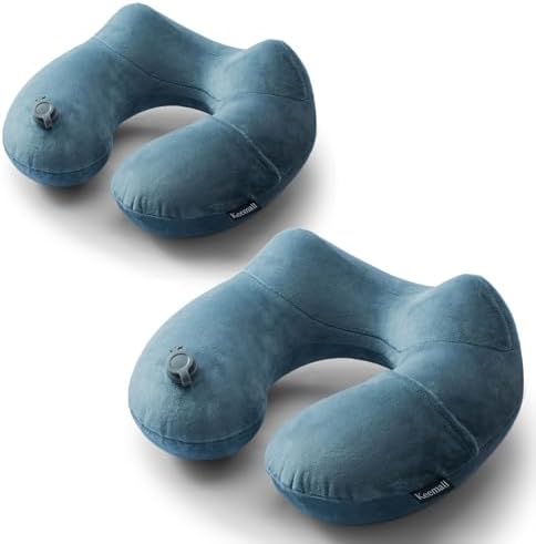 Keemall Inflatable Travel Neck Pillow for Airplane & Long Flights, 2 Pack