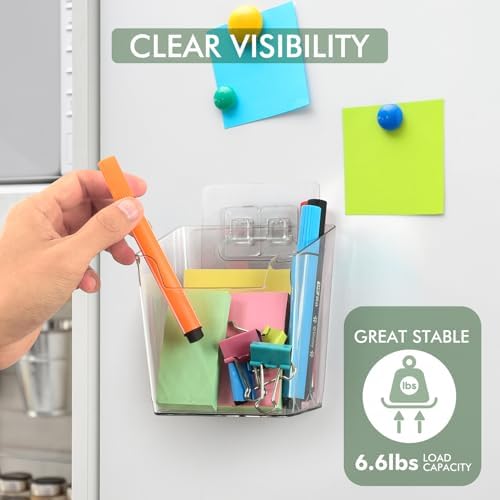 Clear Adhesive Wall Storage Bins, 4 Pack Cabinet Door Organizer Cups(Small)