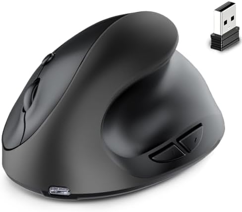 Right Hand Ergonomic Vertical Wireless Mouse Type C Rechargeable 6 Btn Mice