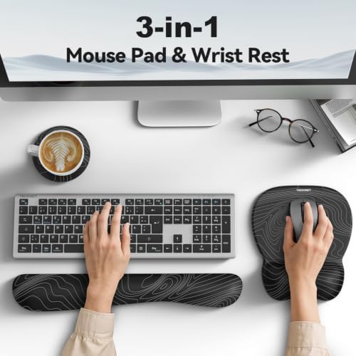 TECKNET Gel Ergonomic Mouse Pad & Keyboard Wrist Rest & Coaster