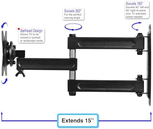 Cheetah TV Monitor Wall Mount for 12-49 Inch TVs up to 40lbs VESA 100x100mm, with 10ft HDMI Cable, TouchAdjust- Simply Grab, Adjust, Release Full Motion Swivel Tilt Bracket, Low Profile & Extends 15"
