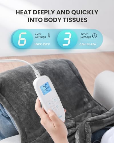 iDOO Large Weighted Electric Heating Pad for Back, Neck & Shoulders