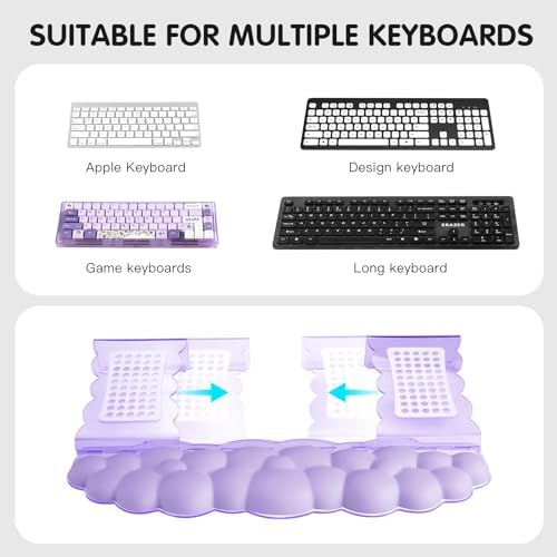 Purple Acrylic Keyboard Stand with Wrist Rest，Detachable/Adjustable Width