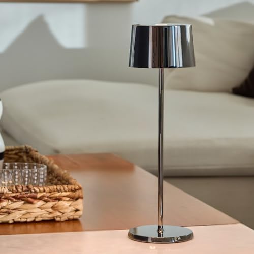 Zafferano, Olivia Pro, Rechargeable Cordless Table Lamp, Black Chrome