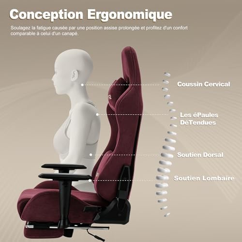 Symino Ergonomic Gaming Chair with 155° Recline & Footrest