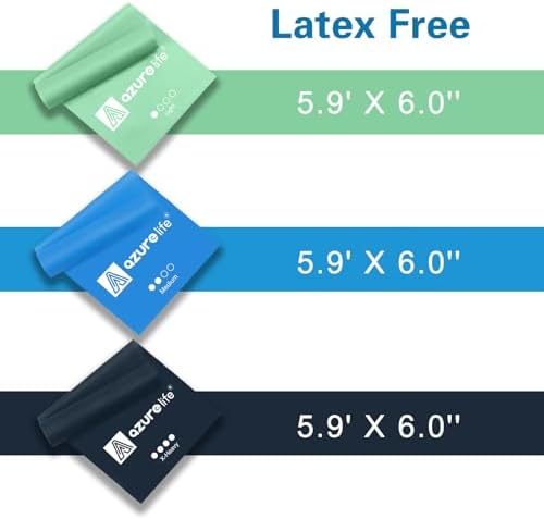 A AZURELIFE Resistance Bands,Professional Long Non-Latex Elastic Stretch Bands,Exercise Bands for Physical Therapy, Yoga, Pilates, Rehab, at-Home or The Gym Workouts, Strength Training