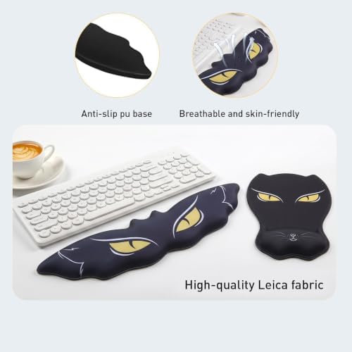 Ergonomic Wrist Rest Set for Keyboard and Mouse, Cat Mouse pad