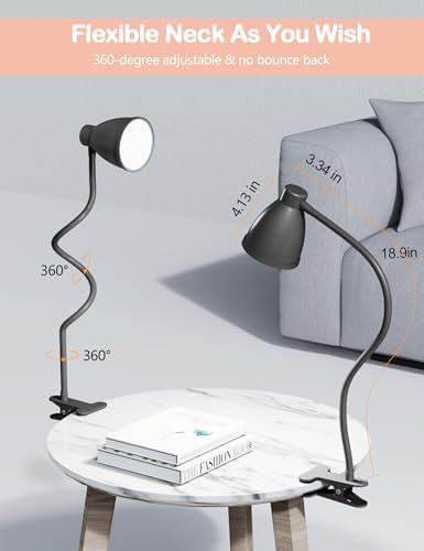 BOHON Desk Lamp 5 Color Modes 10 Brightness Dimmer Reading Light Black