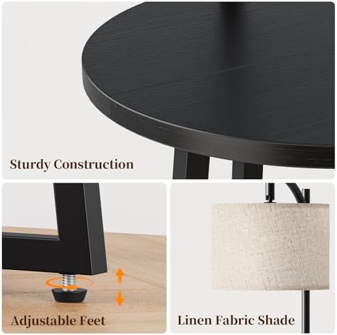 Yoobure Floor Lamp with Table - Farmhouse Night Stand with Charging Station