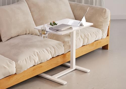 Claiks Mobile Rolling Desk Small Portable Laptop Cart Bedside, 26" White