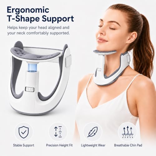 Neck Brace Posture Corrector, Memory Foam Cervical Collar for Pain Relief & Neck Hump, Adjustable Neck Support for Office, Travel & Daily Use - Soft Breathable, Men Women