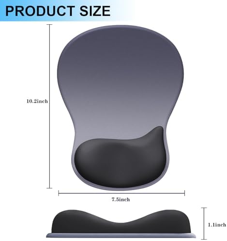 Ergonomic Mouse Pad with Gel Wrist Support, Comfortable Wrist Rest Mousepad with Non-Slip PU Base for Pain Relief, Desk, Home & Office(Midnight)