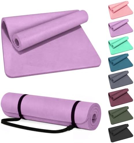 HULKFIT High Density Non Slip Yoga Mat, Extra Thick Exercise Mat with Carrying Strap, for Pilates, Fitness, Home Gym & Floor Workouts - Multiple Thickness & Multiple Color
