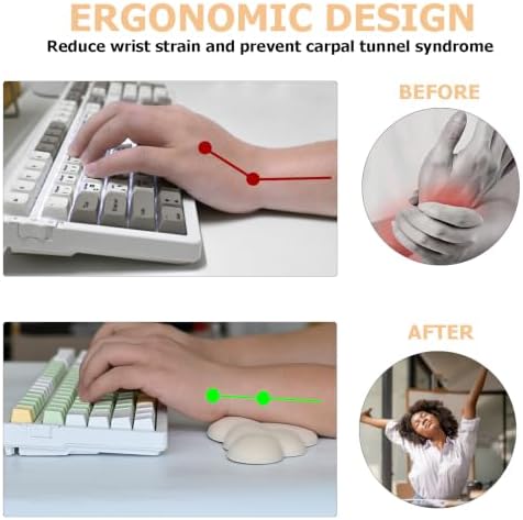 Cloud Wrist Rest Keyboard, Ergonomic Keyboard Wrist Rest Pad Set, Beige