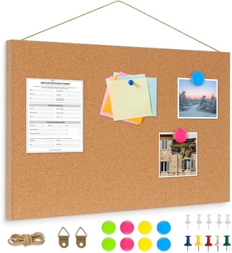 DOLLAR BOSS Magnetic Cork Board, 16" x 12" 1 PC Small Bulletin Board