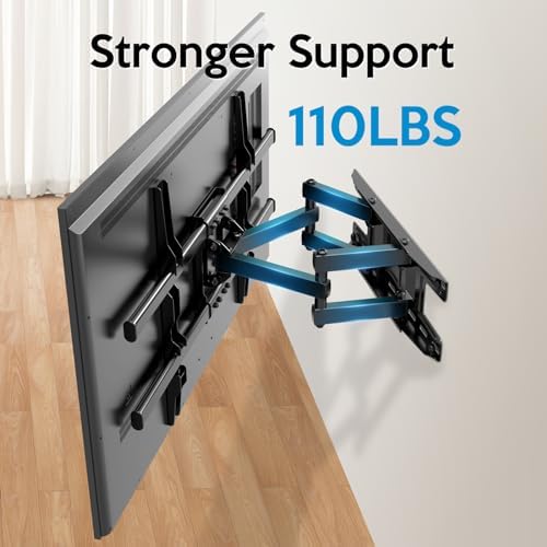 Full Motion TV Wall Mount Bracket Dual Articulating Arms Swivels Tilts Rotation for Most 37-75 Inch Flat Curved TVs,Holds up to 110lbs, Max VESA 600x400mm,Fits up to 16" Studs