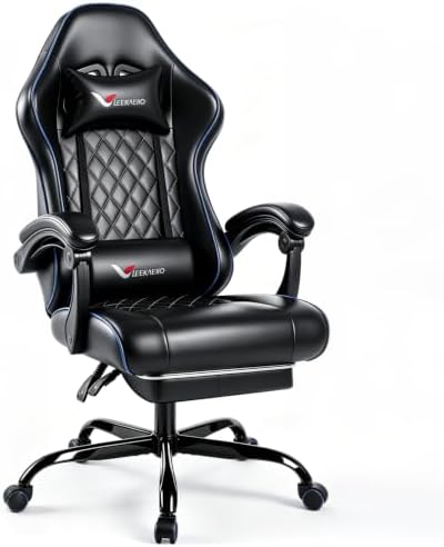 Ergonomic Gaming Chair with Footrest Lumbar Support, Home Office Game Desk