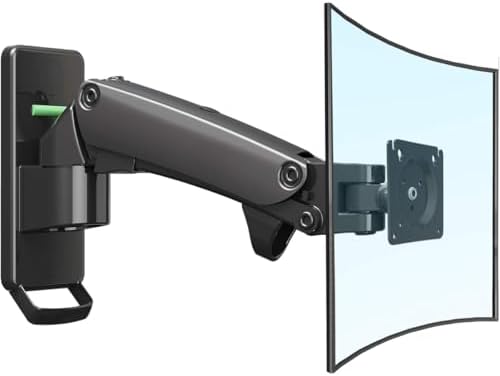 NB AV Mount F120 Monitor Arm, Wall Mount for 17-27" Flat/Curved Screens (15 lbs), VESA 75x75/100x100MM, Gas Spring, Swivel Tilt Adjustable