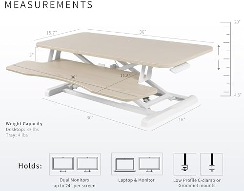 VIVO Light Wood 36 in Standing Desk Converter, DESK-V036KF
