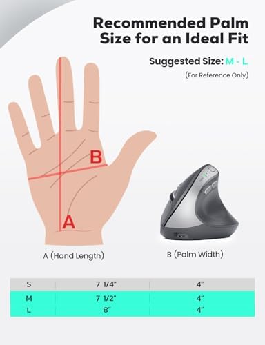 Nulea MD280 Ergonomic Vertical Wireless Mouse - Bluetooth & 2.4G Dual Mode, 4 Adjustable DPI 800/1200/1600/2400, Rechargeable, Silent Clicks, No Lag, 6 Buttons - Perfect for Laptop, Desktop Grey