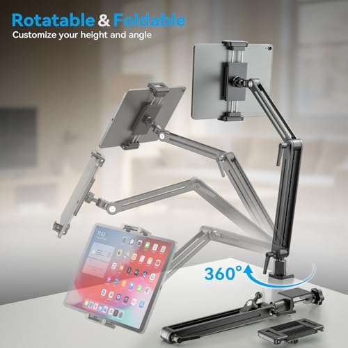 Jakeko Magnetic Portable Monitor Stand 15.6" - up to 16" 18.5" 22 inch Tablet Holder for iPad VESA Mount 75mm for Desk Adjustable Foldable 360° Swivel (Up to 16.5'')