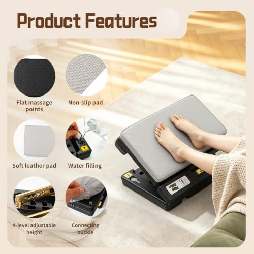 Foot Rest Under Desk at Work, Angle Adjustable, 1.18" Leather Thick pad
