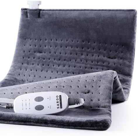 SAROO Massaging Weighted Heating Pad for Back Pain Relief,20"*24",Dark Grey