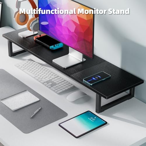 Simple Trending 38" Dual Monitor Stand Riser, Desk Organizer, Black