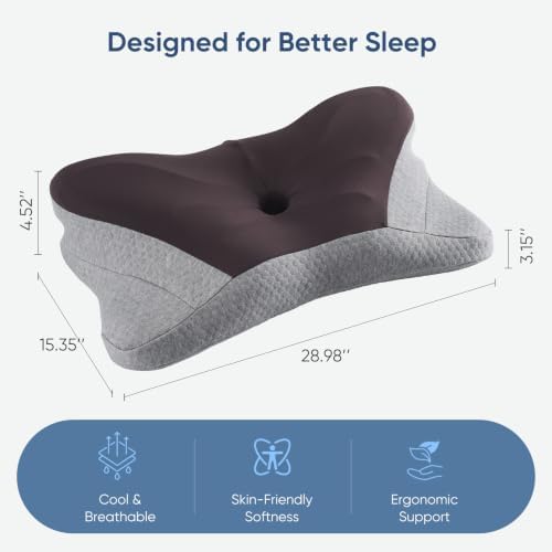 Cervical Neck Pillow, Memory Foam Contour Pillow, Queen