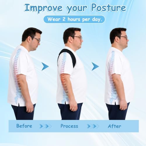 Extra Large Posture Corrector for Women & Men Plus Size, Black, 3XL