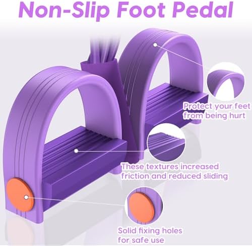 Pedal Resistance Band with Handles, 6-Tubes Natural Rubber Exercise Band