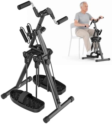 RYGEO Pedal Exerciser Bike for Seniors – Arm, Leg, Hand & Knee Elderly Exercise Equipment, Sit Down Air Walker for Total Body, Upper & Lower Limb Trainer Home Workout