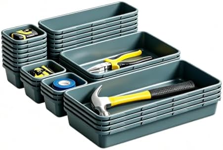 Gonice 30PCS Drawer Organizer Bins,Black Desk Drawer Organizer Tray
