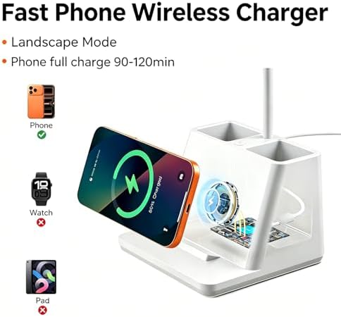 AXX Cute Small Desk Lamp with Fast Wireless Charger for College Dorm Room