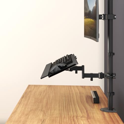 PUTORSEN Keyboard Tray Pole Mount - Keyboard & Mouse Mount fits Most Standard and Oversized Keyboards, Tilt & Rotation, Holds up to 2.2lbs, Black