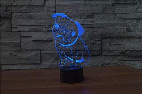 Shar Pei 3D Illusion Night Light Touch Table Desk Lamp with Remote Control 16 Colors Optical USB LED Night Light for Kids Gift Room Decoration