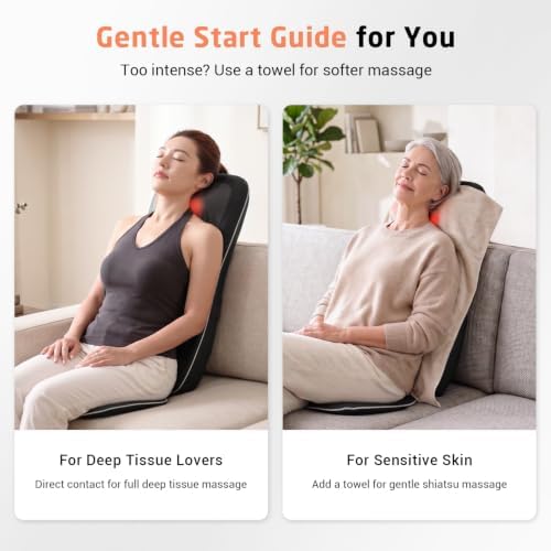Mynt Shiatsu Neck & Back Massager for Chair, Deep Tissue Kneading Chair Pad