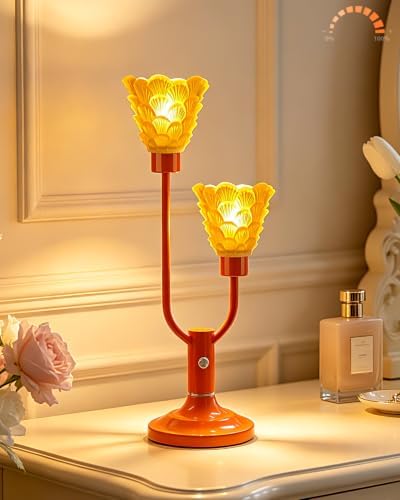 Lightdot Mid Century Modern Table Lamp Orange Vintage Lamp Gift Dimmable