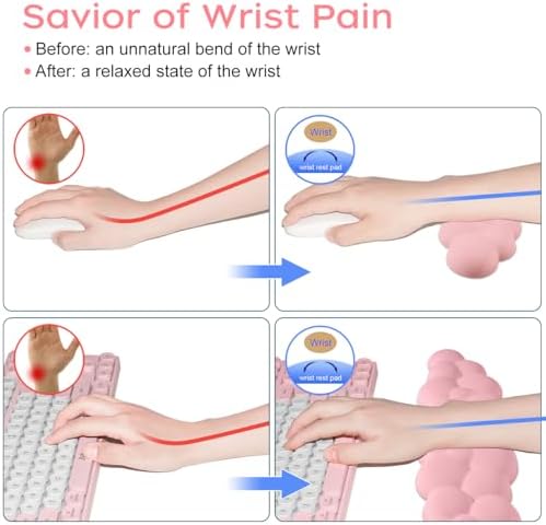 JIKIOU Upgrade Leather Cloud Wrist Rest for Keyboard and Mouse & Cup Pad
