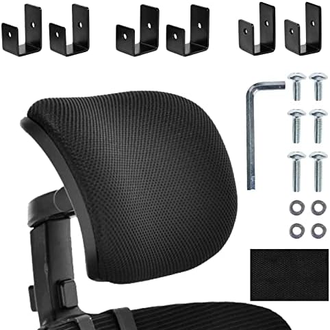 Adjustable Black Mesh Office Chair Headrest - Universal Ergonomic Head Pillow Attachment for Desk, Computer, and Swivel Chairs