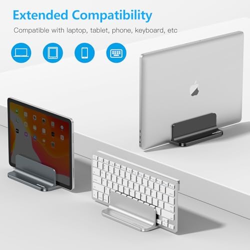 OMOTON Vertical Laptop Stand Holder, Adjustable Dock for MacBook, Gray