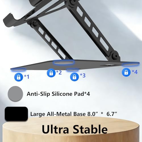 Adjustable Laptop Stand Computer Riser for Desk, Black