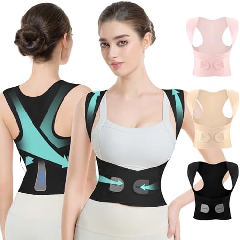 babaka Posture Corrector for Women, Invisible Lightweight Adjustable Back Brace for Upper and Lower Back Pain Relief, Hunchback, Hump, Scoliosis, Thoracic, Spine Corrector Under Clothes (Black, X-Large)