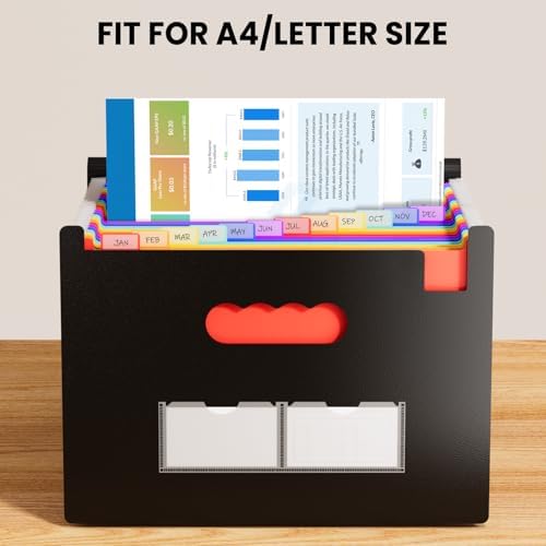 Sooez 24 Pockets Expanding File Folder, Accordion File Organizer, Letter/A4