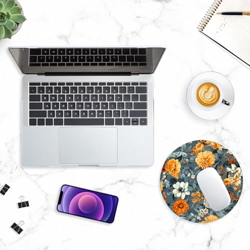 ITNRSIIET Round Mouse Pad with Stitched Edge Premium-Textured Waterproof Non-Slip Rubber Base Desktop Protection Mat Diameter 8.7 inches, Beautiful Flowers