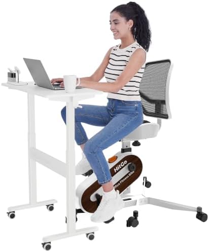 HitGo Ergonomic Office Chair with Exercise Bike, 330LBS Under-Desk Bike with 9-Level Height-Adjustable Seat, 8-Level Resistance, Rolling Wheels, Quiet Fitness for Home Office