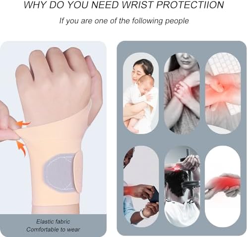 2 Pcs Ultra-Thin Wrist Brace Support for Carpal Tunnel, Pain Relief, Arthritis, Tendonitis, Elastic Wrist Wraps Right and Left Hands - Compression and Support for Fitness Enthusiasts (All Skin Tone)