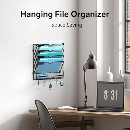 MHUD 5-Tier Wall File Organizer and Mail Organizer with 5 Hooks, 2 Pack