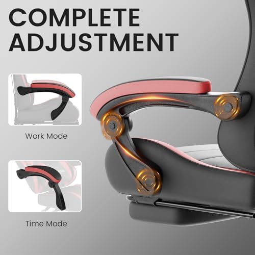 Ergonomic Gaming & Office Chair, Footrest, Racing Design Black/Red